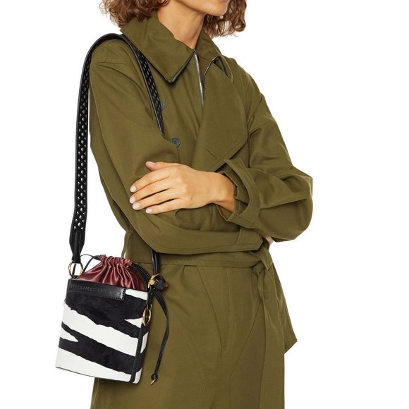 NEW STELLA MCCARTNEY Velvet Bucket Bag | Zebra Print Street Style Icon - Picture 3 of 16